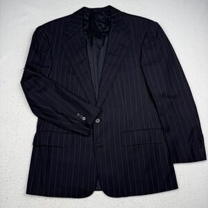 Ralph Lauren Purple Label Suit Jacket Mens 40 Blue Pinstripe Wool Made England